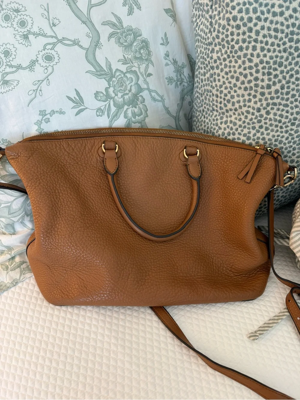 Tory Burch Tassel Leather Satchel - Tan / Light Brown